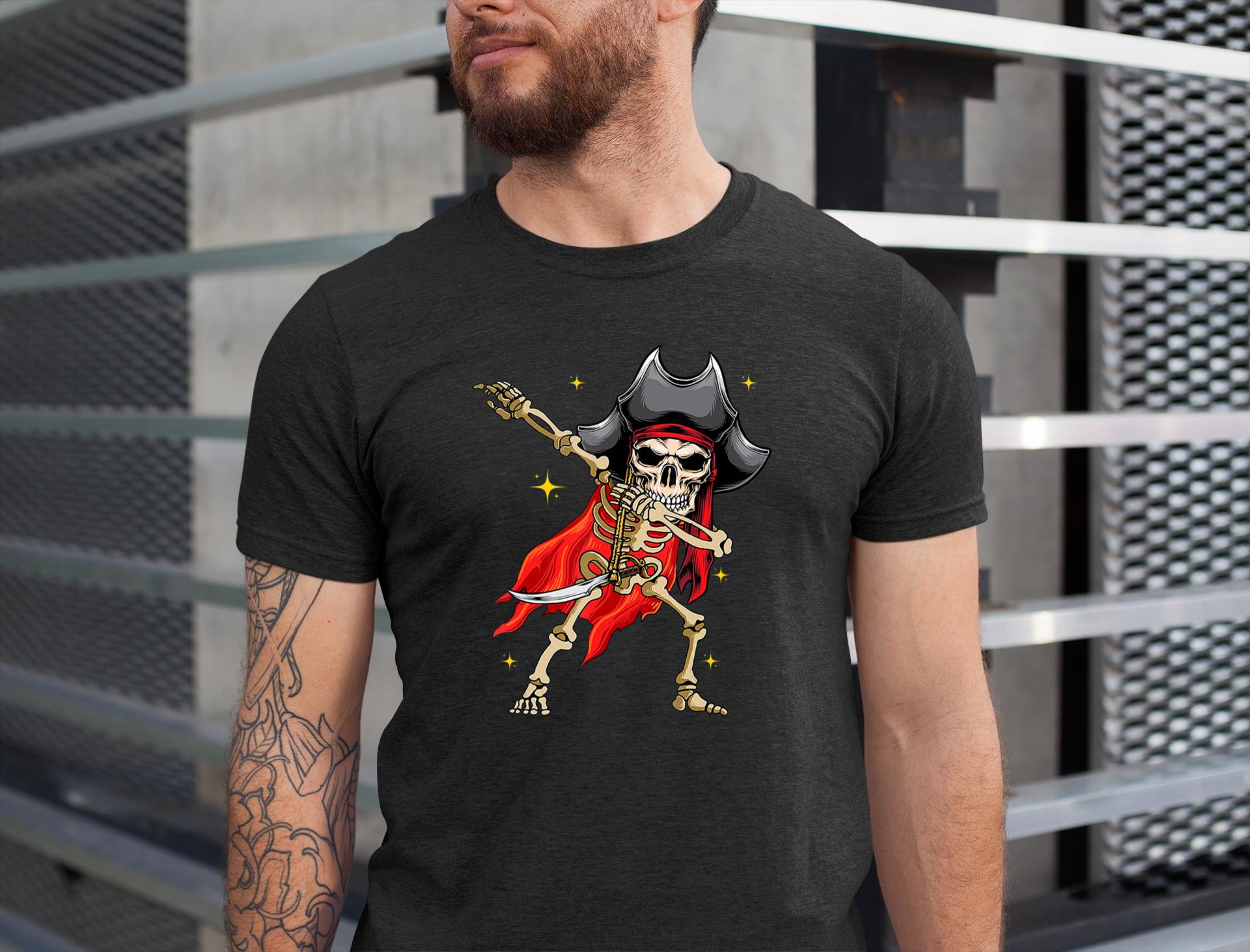 Dabbing Skeleton Pirate Halloween Kids Jolly Roger T-Shirt