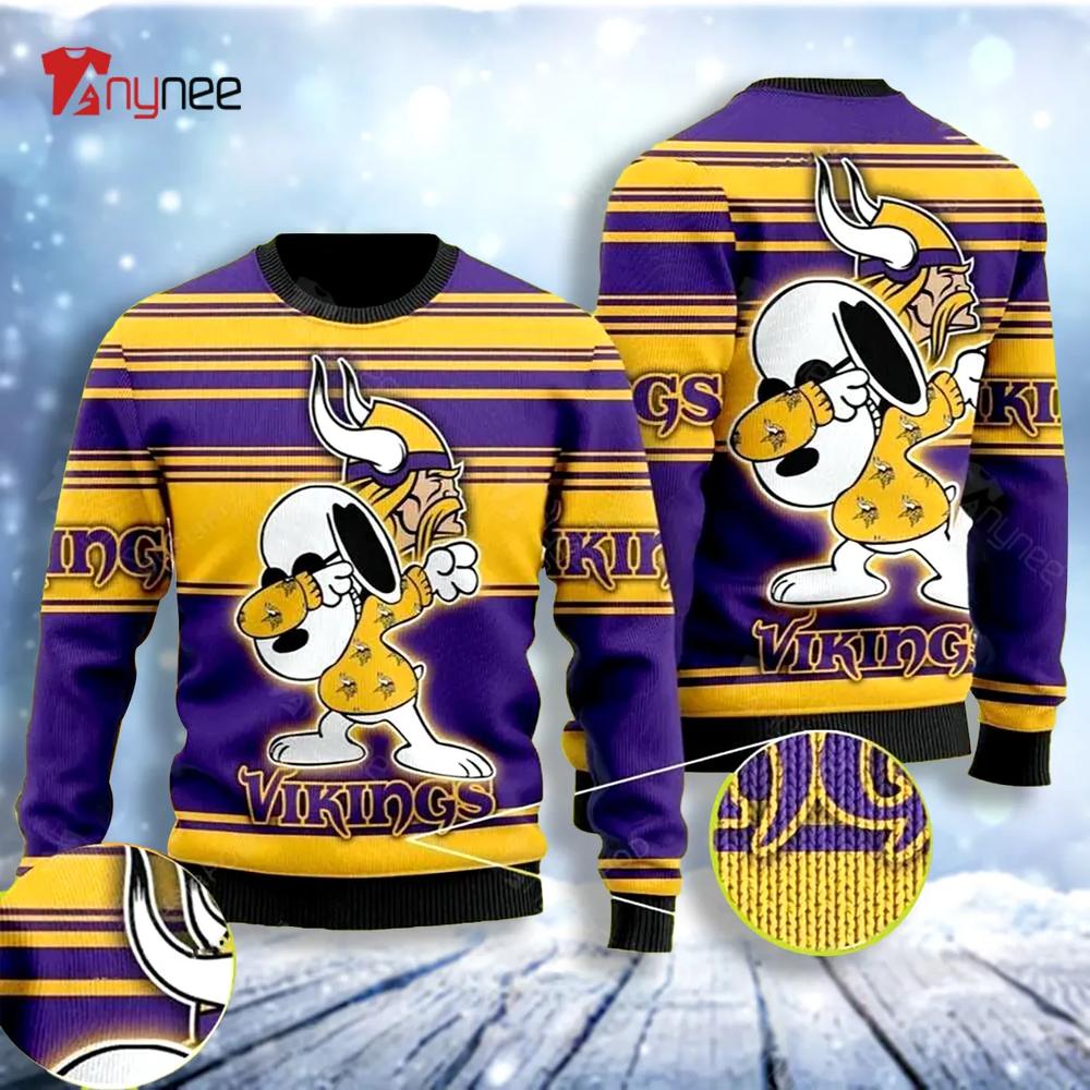 Dabbing Snoopy Minnesota Vikings Ugly Christmas Sweater- Best Christmas Gifts 2023