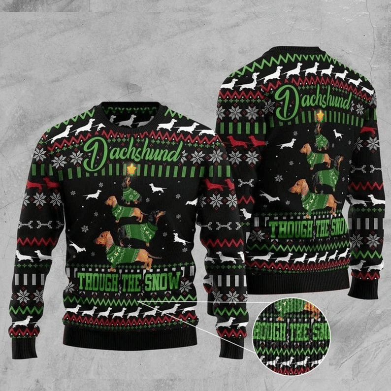 Dachshund Though The Snow Ugly Christmas Sweater | For Men & Women | Adult | US3066- Best Christmas Gifts 2023