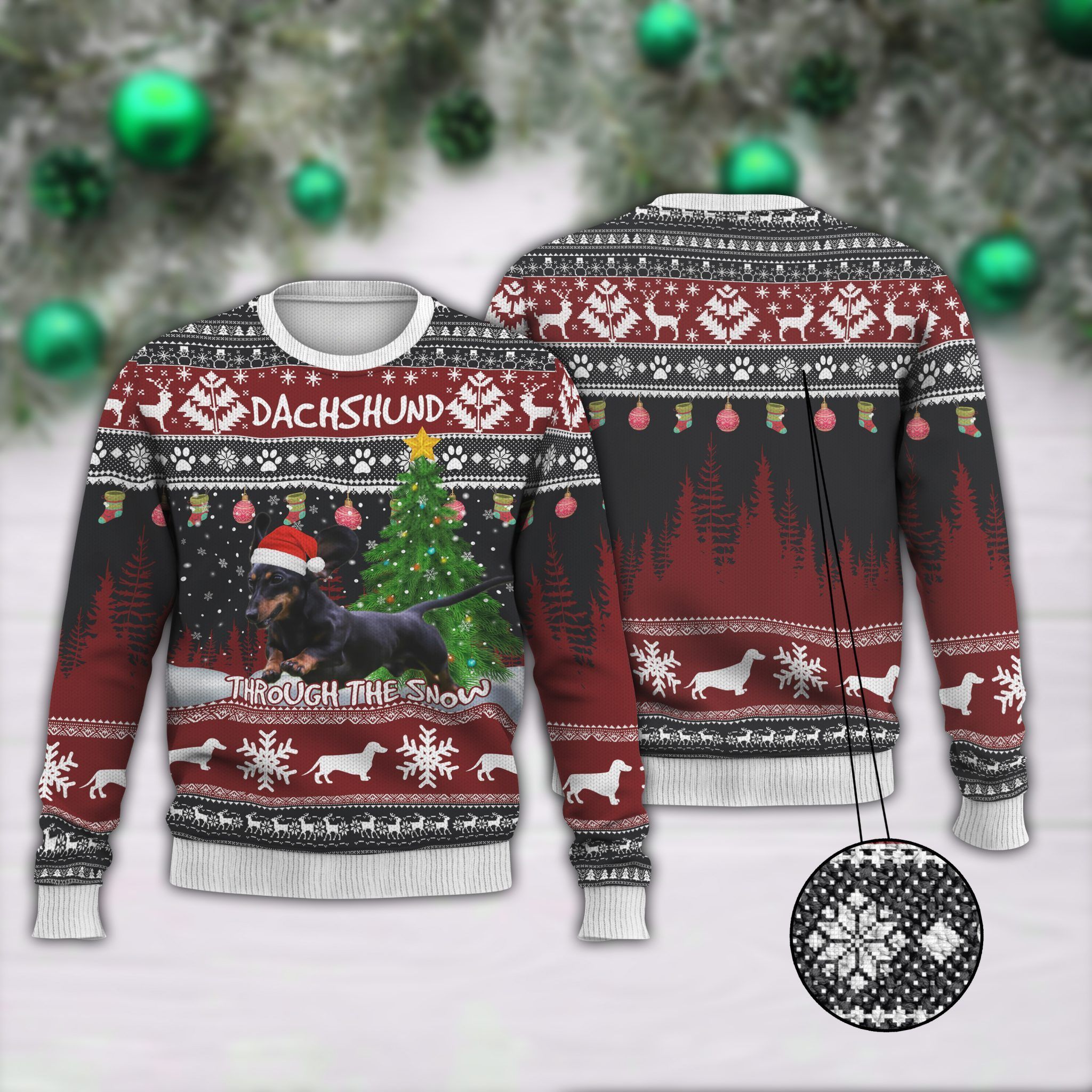 Dachshund Through The Snow Ugly Christmas Sweater | For Men & Women | Adult | US1756- Best Christmas Gifts 2023