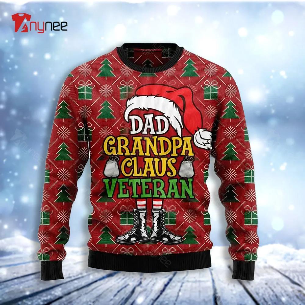 Dad Grandpa Claus Veteran Ugly Christmas Sweater- Best Christmas Gifts 2023