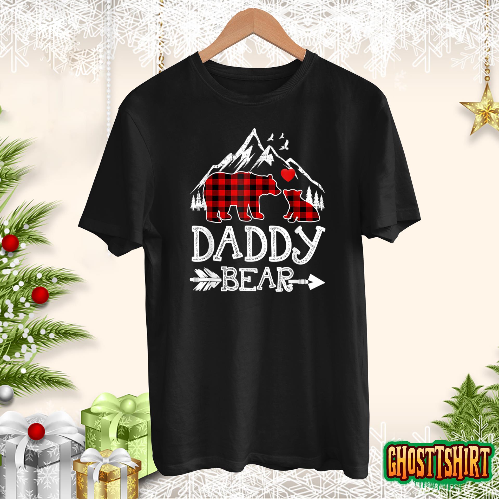 Daddy Bear Christmas Pajama Red Plaid Buffalo Family Xmas Pullover Hoodie