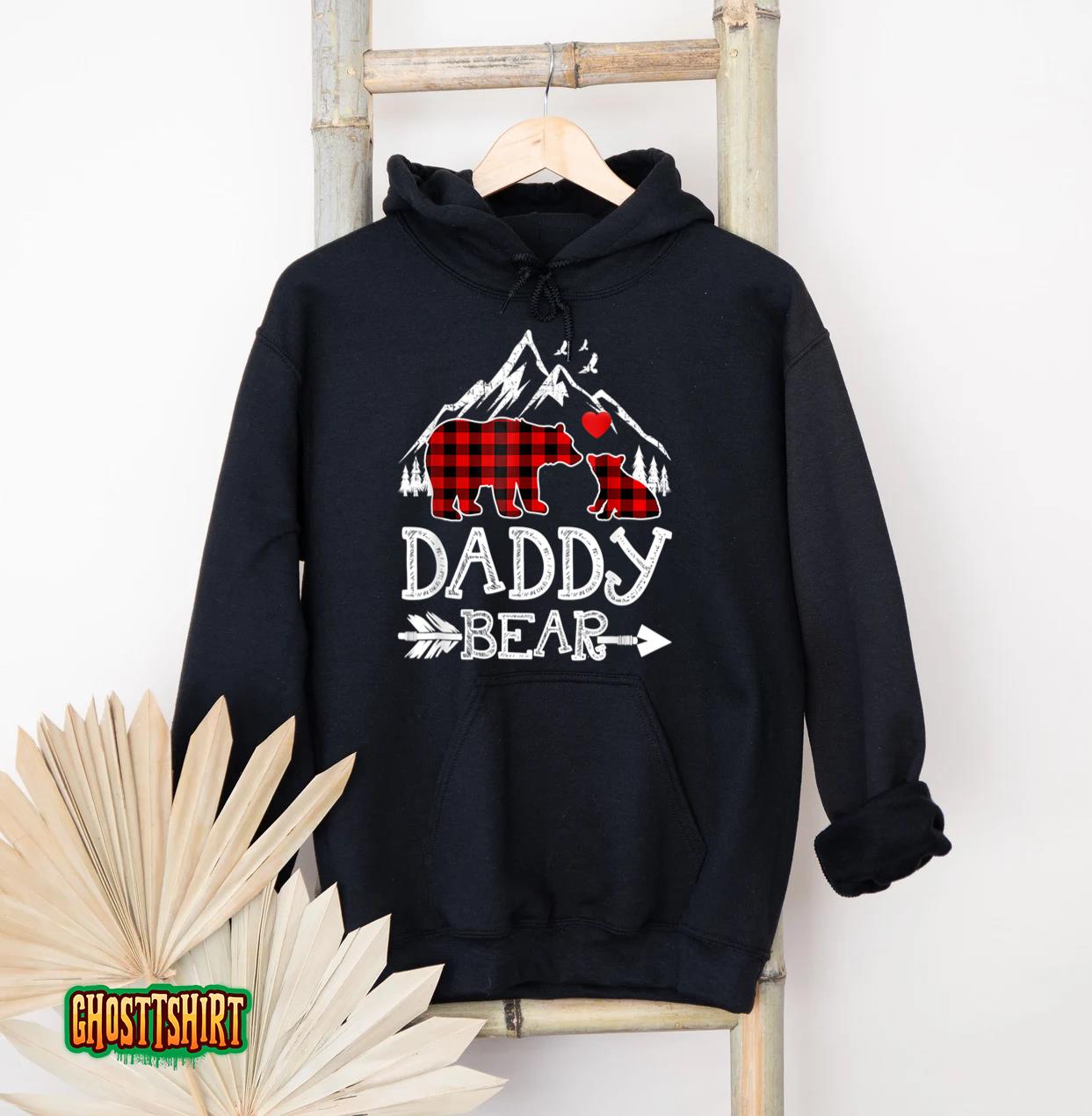 Daddy Bear Christmas Pajama Red Plaid Buffalo Family Xmas Pullover Hoodie