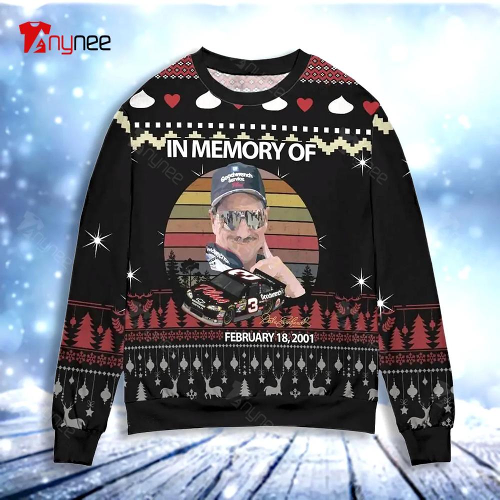 Dale Earnhardt In Memory Womens Ugly Christmas Sweater- Best Christmas Gifts 2023