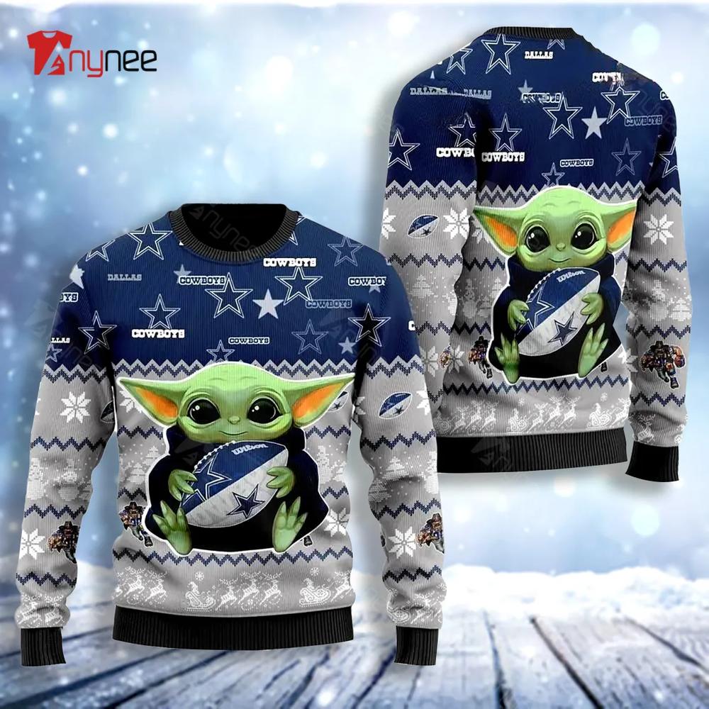 Dallas Cow Boys Baby Yoda For American Football Fans Ugly Christmas Sweater- Best Christmas Gifts 2023