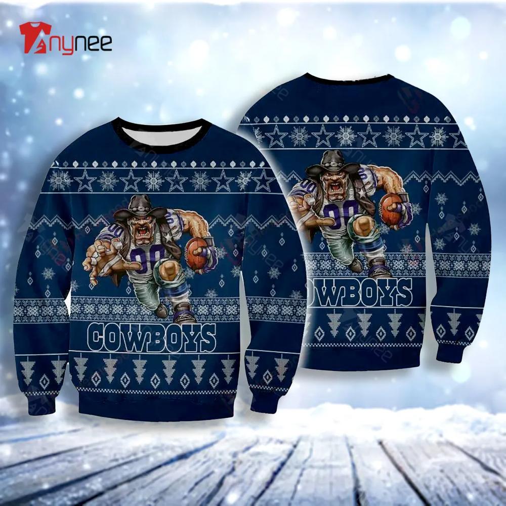 Dallas Cow Boys Player Rushing Ugly Christmas Sweater- Best Christmas Gifts 2023