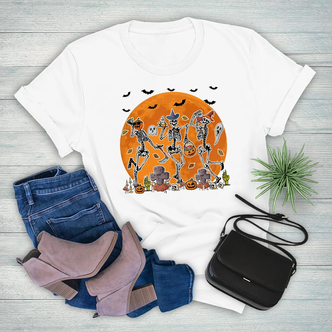 Dancing Skeleton Fall Halloween T-Shirt