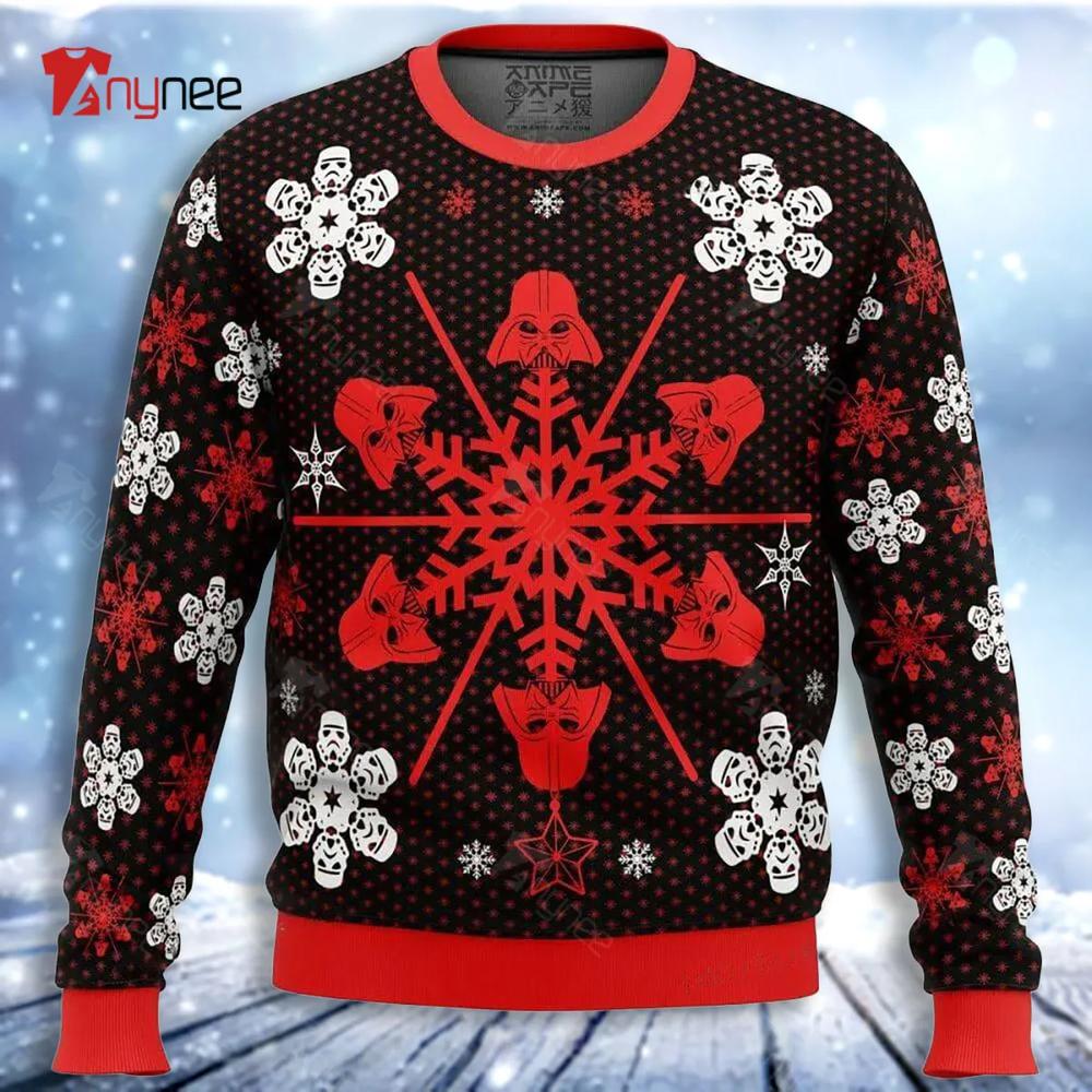 Darth Vader Helmet Star Wars Snowflake Ugly Christmas Sweater- Best Christmas Gifts 2023