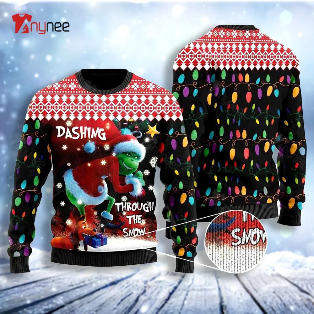 Dashing Through The Snow The Grinch Christmas Ugly Christmas Sweater- Best Christmas Gifts 2023