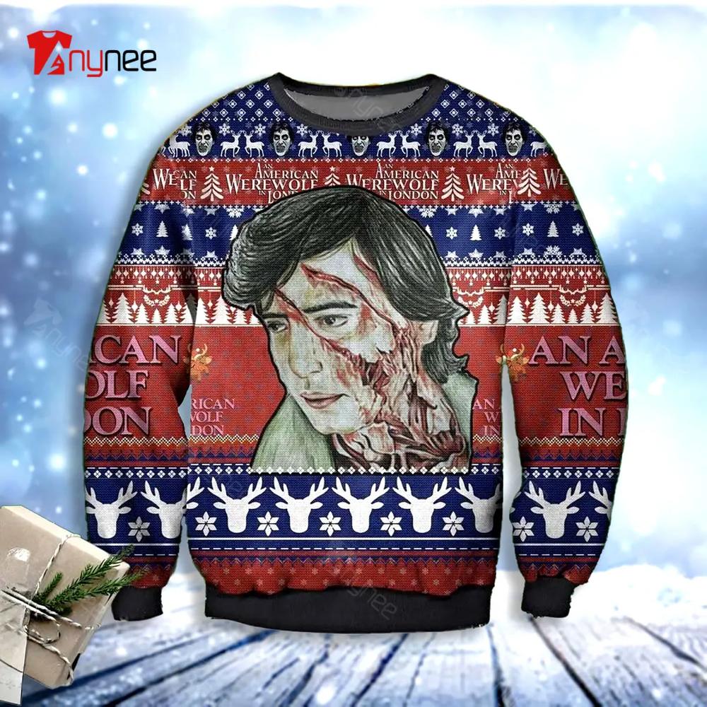 David Kessler An American Werewolf In London Horror Face Ugly Christmas Sweater- Best Christmas Gifts 2023