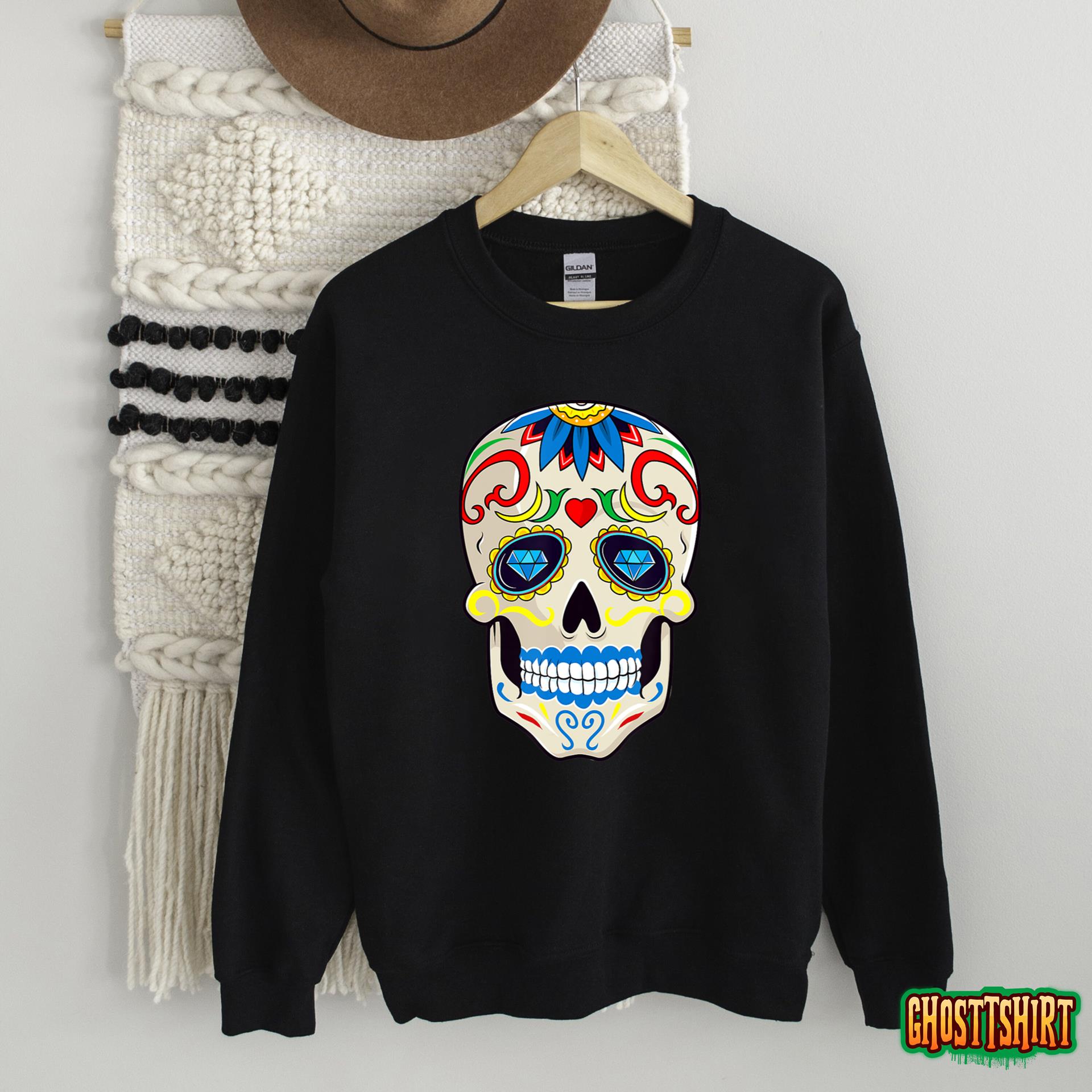 Day of The Dead Halloween Sugar Skull Dia De Los Muertos T-Shirt