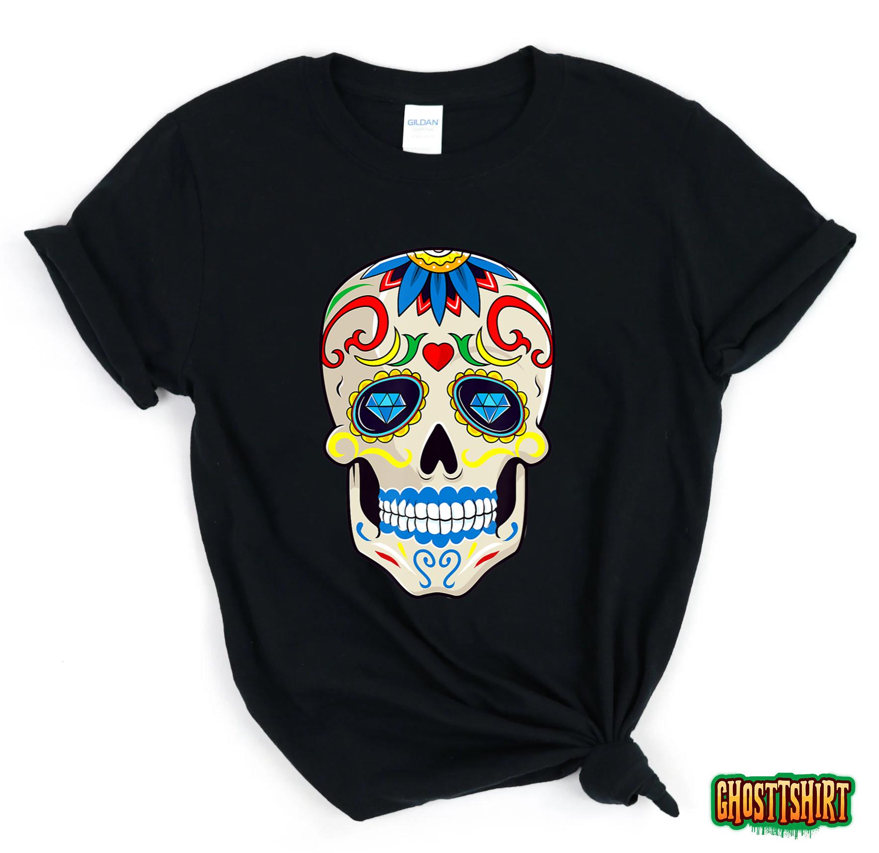 Day of The Dead Halloween Sugar Skull Dia De Los Muertos T-Shirt