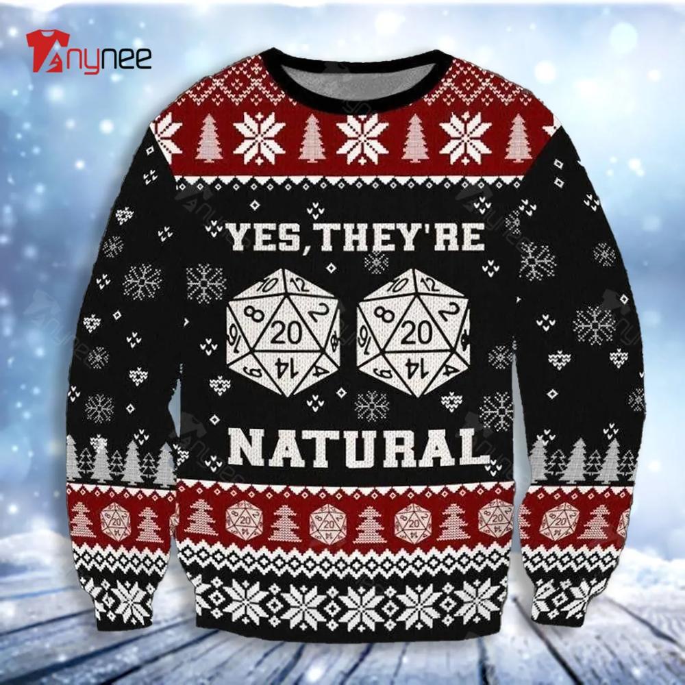 Dd Yes They Are Natural Dungeon And Dragons Initiative Galaxy Dragon Dice Gaming Ugly Christmas Sweater- Best Christmas Gifts 2023