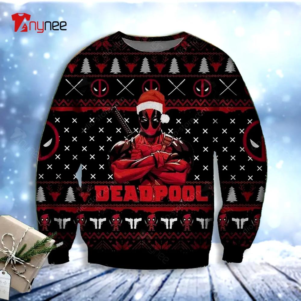 Deadpool Marvel Poster Ugly Christmas Sweater- Best Christmas Gifts 2023