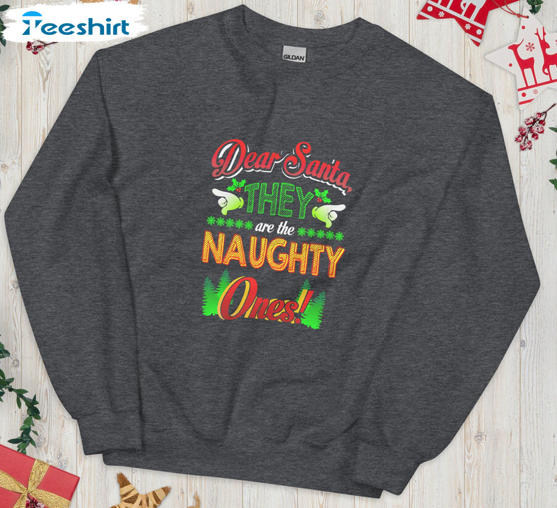 Dear Santa They’re The Naughty Ones Shirt, Funny Christmas Unisex Hoodie Sweater