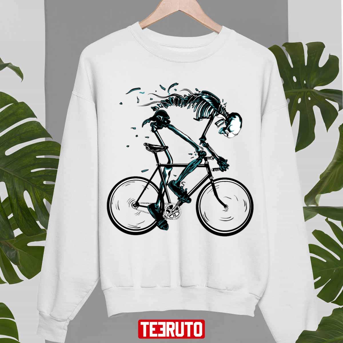 Death Cool Skeleton Riding A Bicycle Design Halloween Unisex Sweatshirt