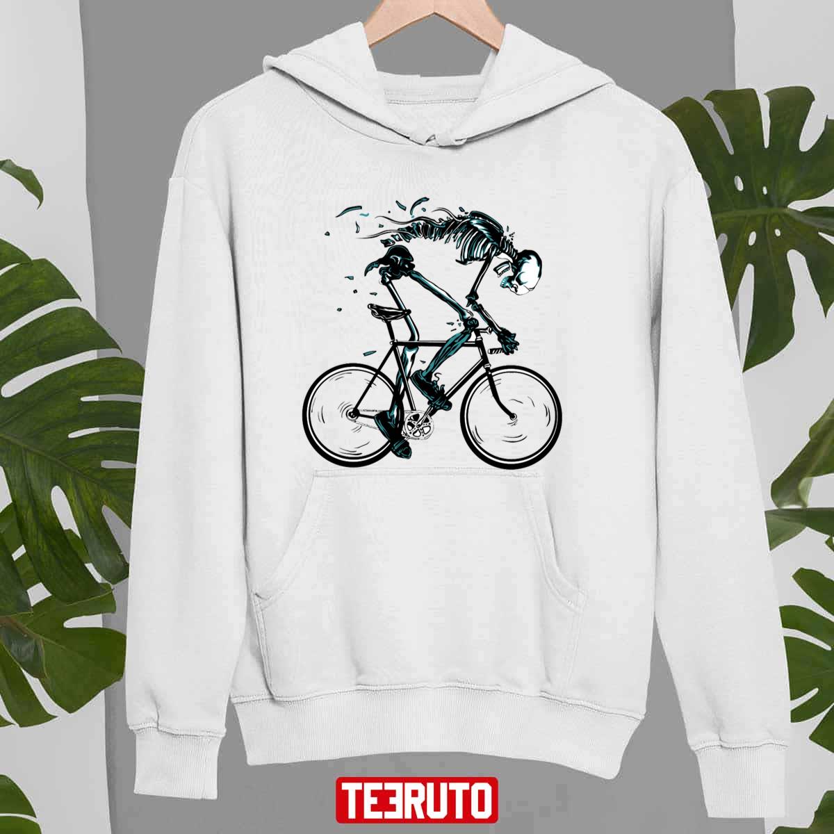 Death Cool Skeleton Riding A Bicycle Design Halloween Unisex Sweatshirt