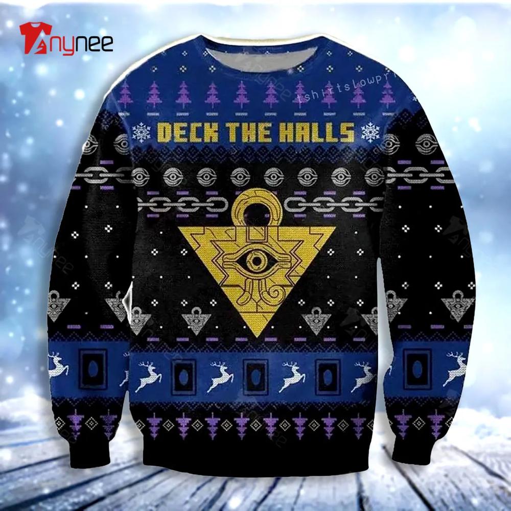 Deck The Halls Yu-Gi-Oh Game Ugly Christmas Sweater- Best Christmas Gifts 2023