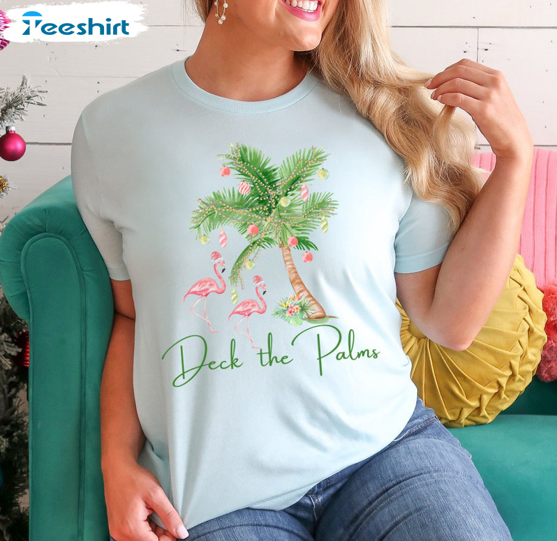 Deck The Palms Beach Christmas Shirt, Hawaiian Christmas Coastal Sweatshirt Hoodie Long Sleeve