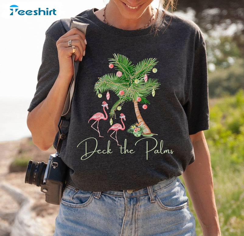 Deck The Palms Beach Christmas Shirt, Hawaiian Christmas Coastal Sweatshirt Hoodie Long Sleeve