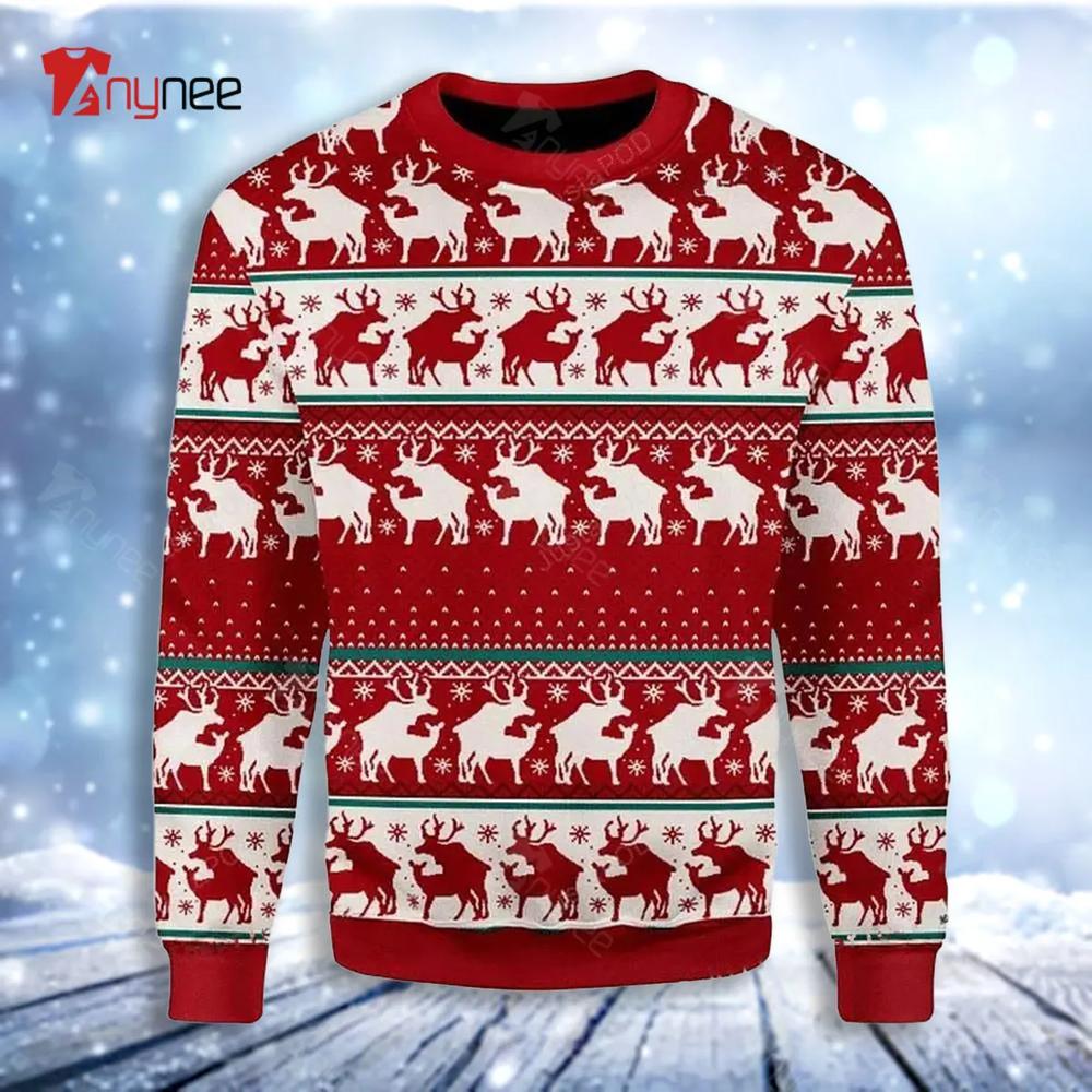 Deer Fucking Red Colors Christmas Ugly Christmas Sweater- Best Christmas Gifts 2023