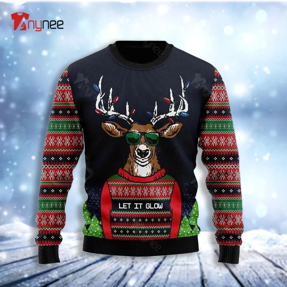 Deer Let It Glow Womens Ugly Christmas Sweater- Best Christmas Gifts 2023