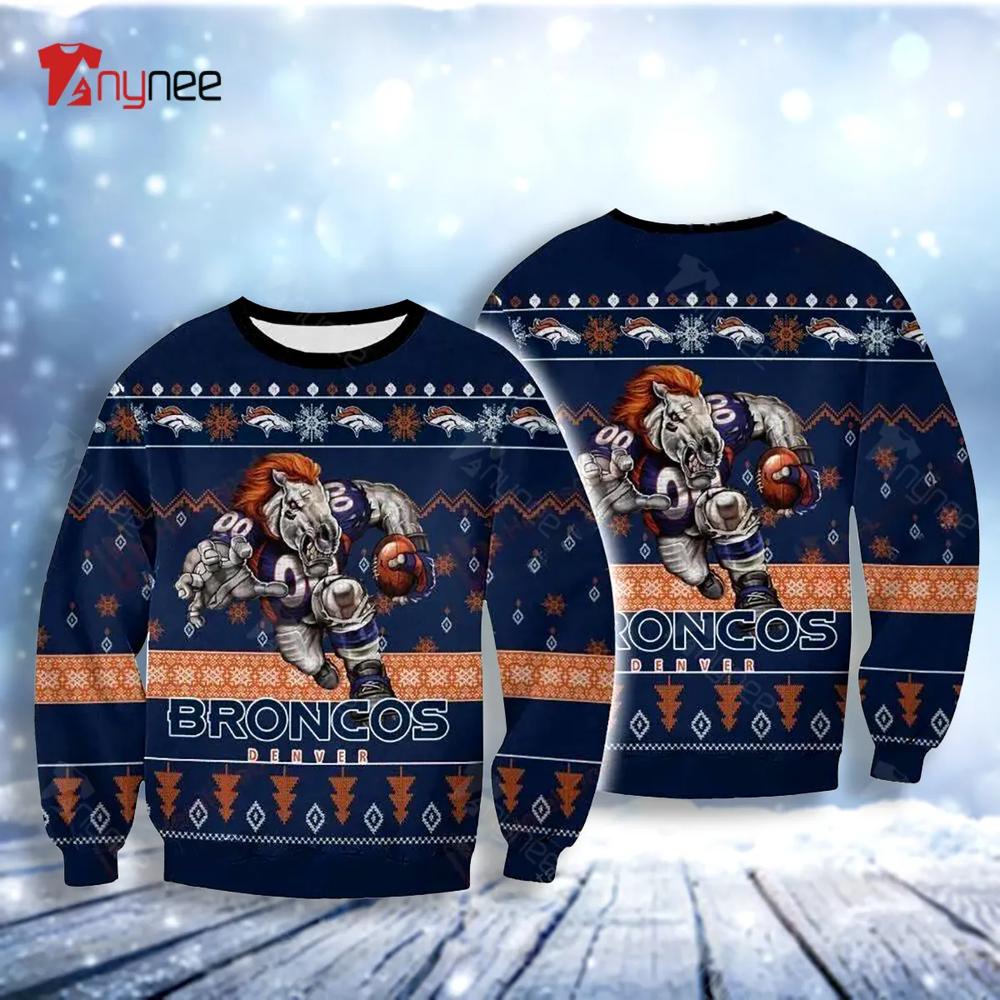 Denver Broncos Player Rushing Ugly Christmas Sweater- Best Christmas Gifts 2023