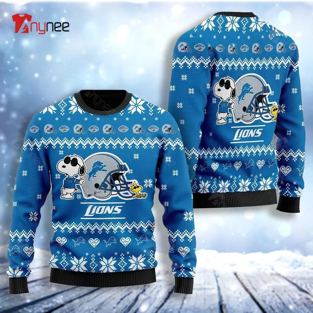 Detroit Lion Cute The Snoopy Show Football Helmet Christmas Ugly Christmas Sweater- Best Christmas Gifts 2023