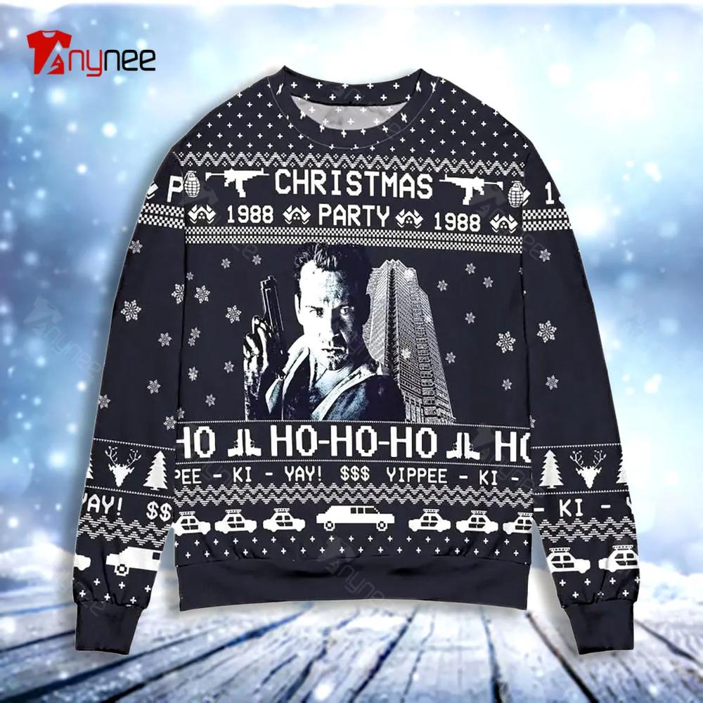 Die Hard Yippee Ki Yay Christmas Party Snowflake Ugly Christmas Sweater- Best Christmas Gifts 2023