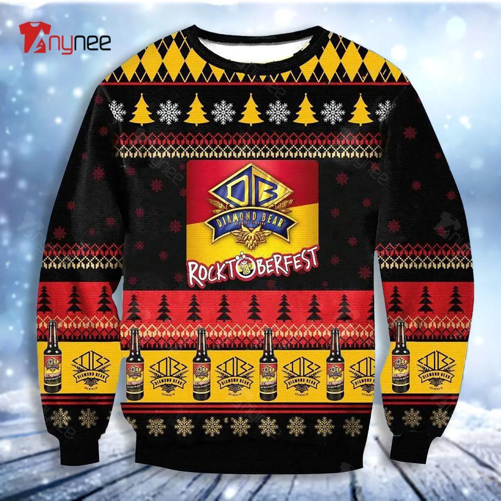 Dimond Bear Rocktoberfest Christmas Ugly Christmas Sweater- Best Christmas Gifts 2023