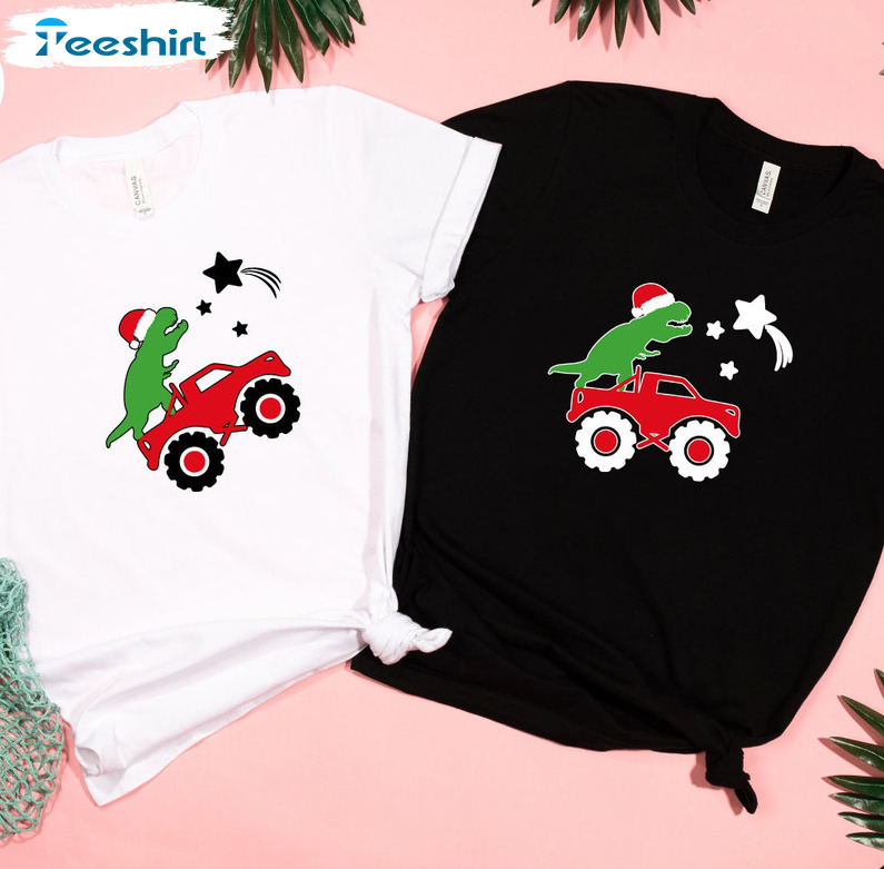 Dinosaur And Truck Funny Shirt, Dino Shirt Gift For Christmas