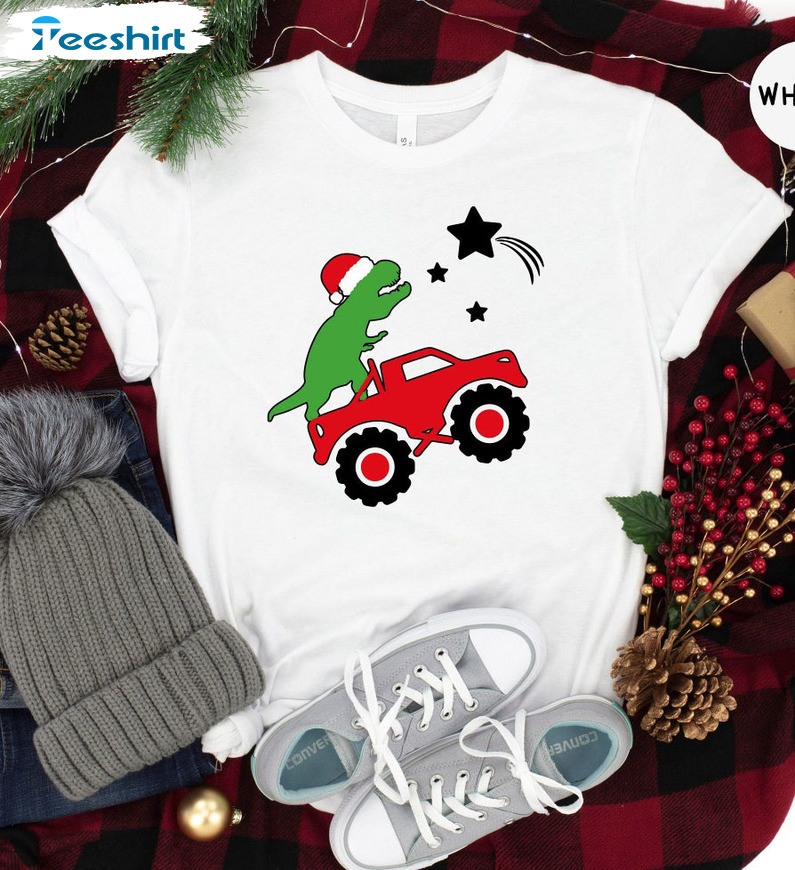 Dinosaur And Truck Funny Shirt, Dino Shirt Gift For Christmas