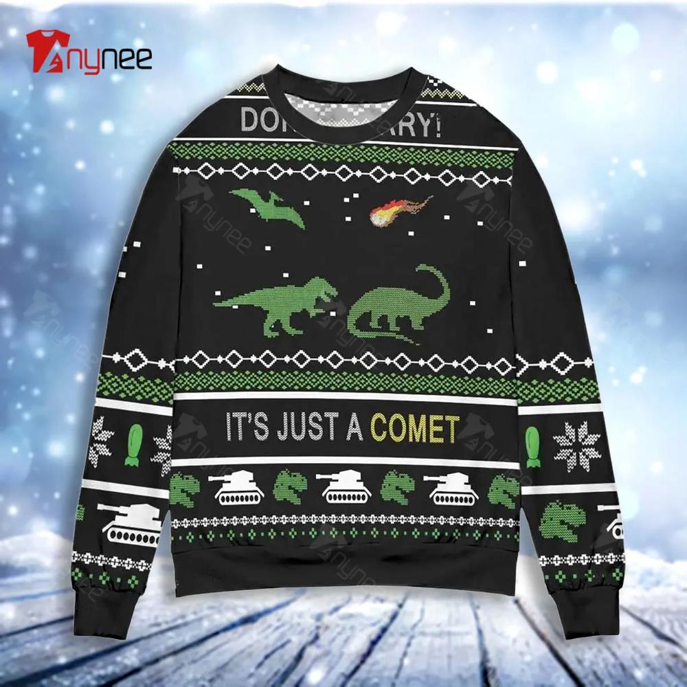 Dinosaur It Is Just A Comet Ugly Christmas Sweater- Best Christmas Gifts 2023