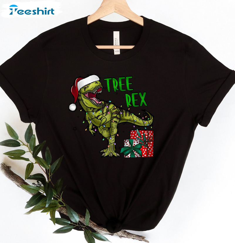 Dinosaur Santa Shirt – Christmas T Rex Sweatshirt Long Sleeve