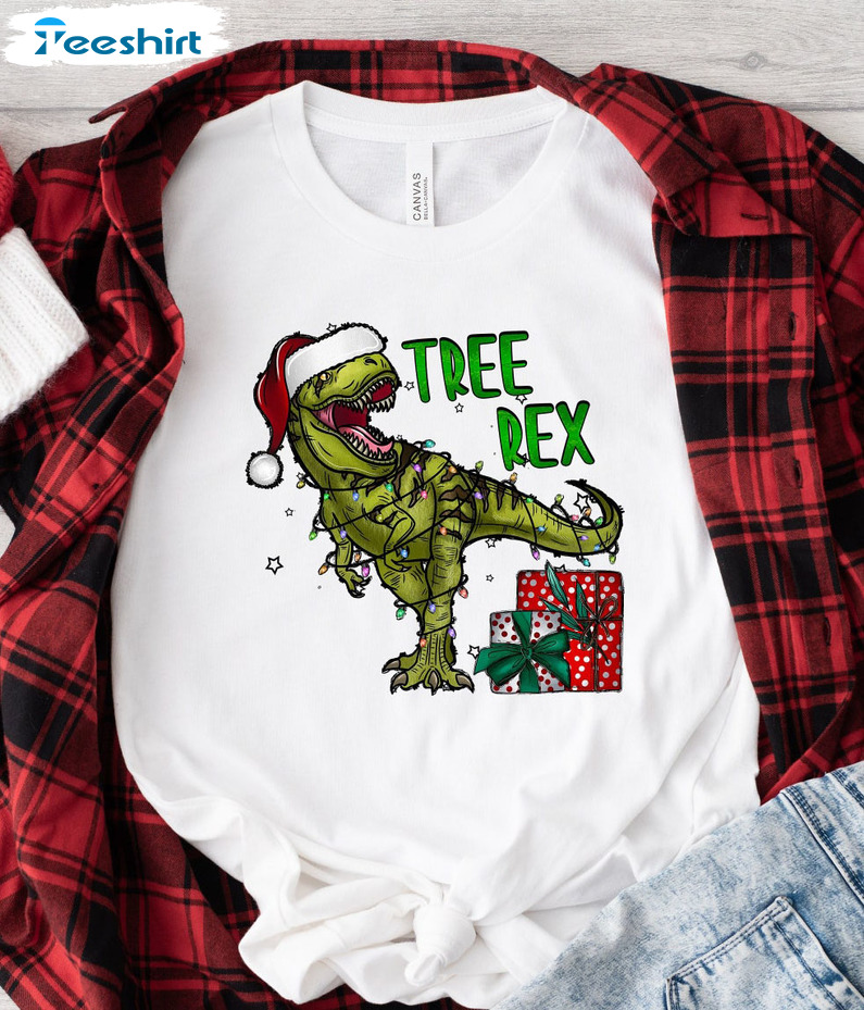 Dinosaur Santa Shirt – Christmas T Rex Sweatshirt Long Sleeve