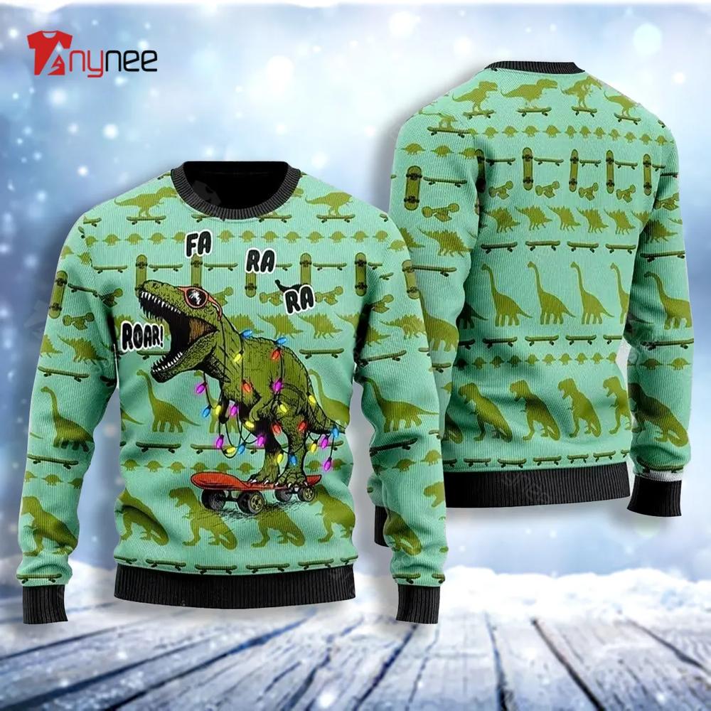 Dinosaurs Roar Ugly Christmas Sweater- Best Christmas Gifts 2023