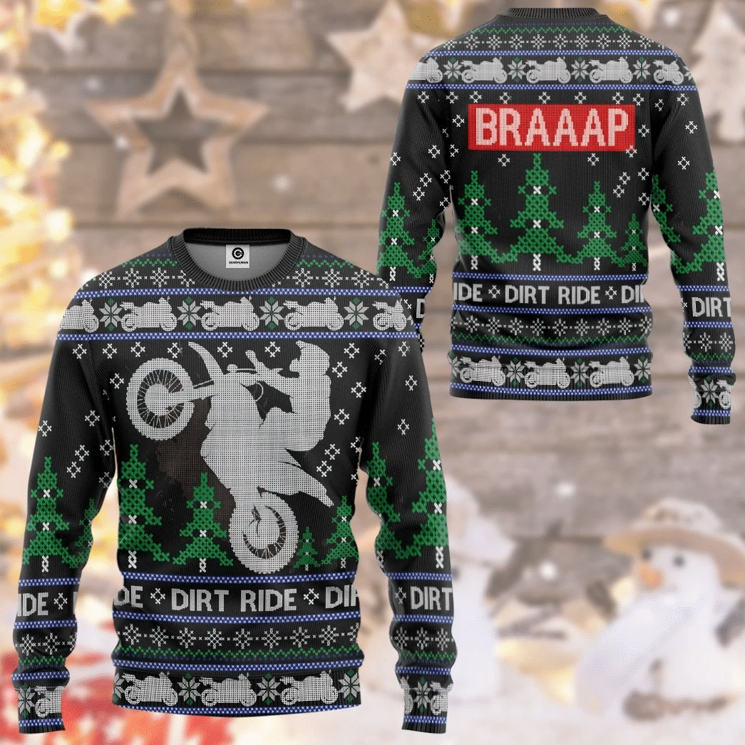 Dirt Ride Braaap Ugly Christmas Sweater | For Men & Women | Adult | US3247- Best Christmas Gifts 2023