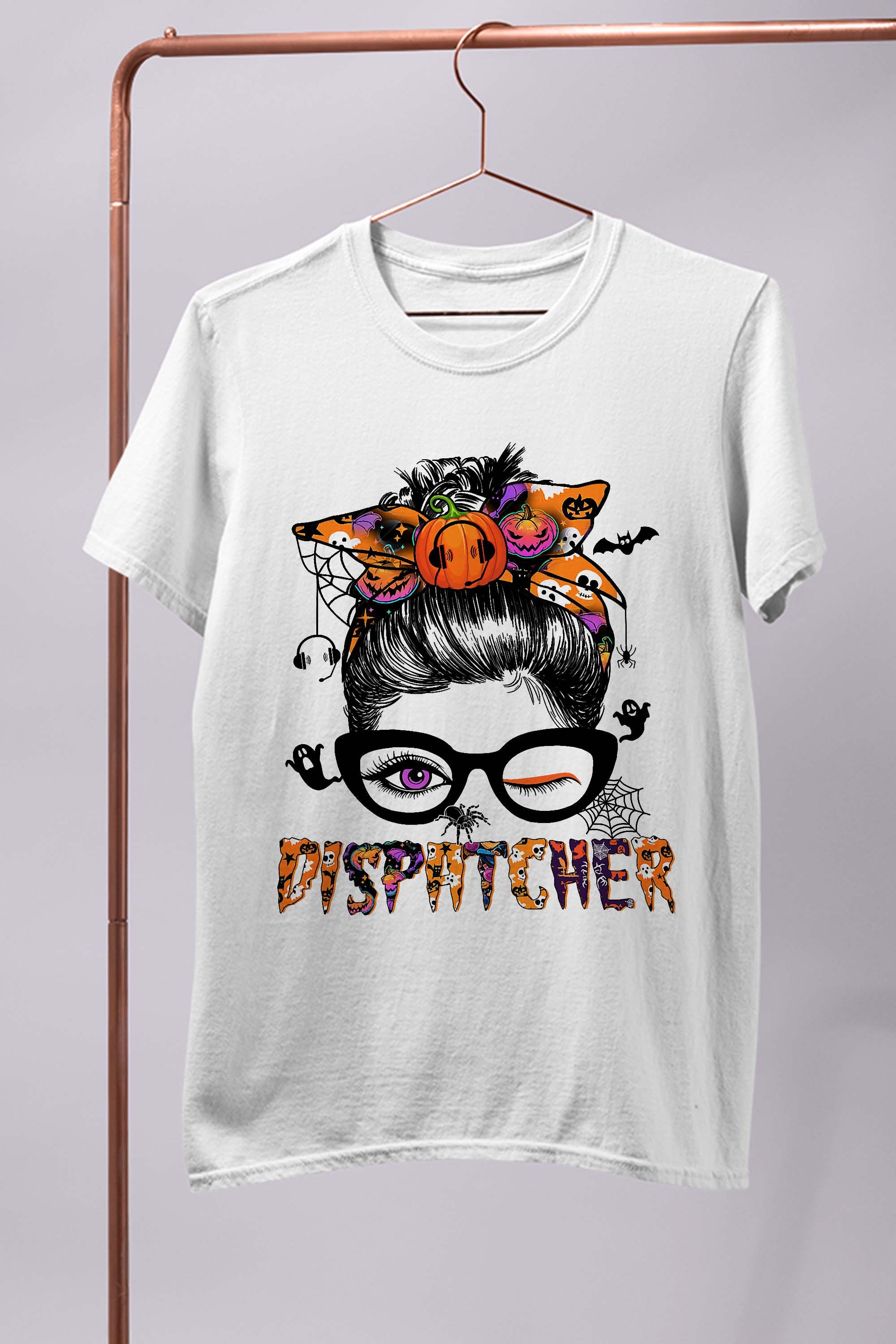 Dispatcher Messy Bun Hair Halloween Costume for Women T-Shirt