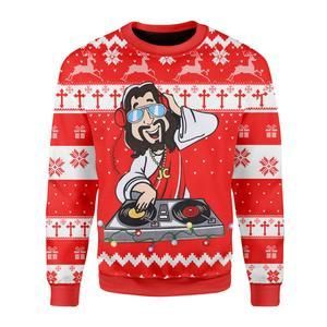 DJ Jesus Ugly Christmas Sweater | For Men & Women | Adult | US3357- Best Christmas Gifts 2023