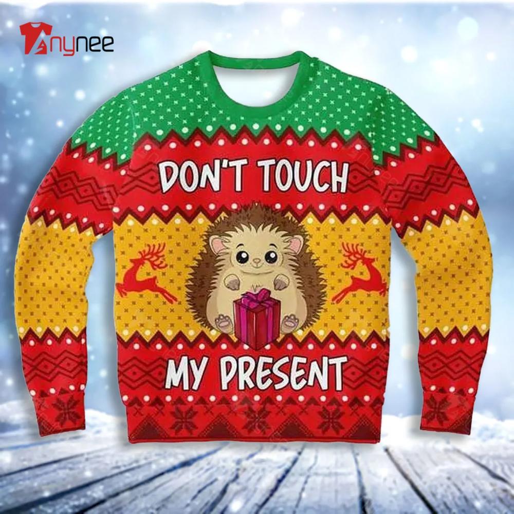 Do Not Touch My Present Hedgehog Ugly Christmas Sweater- Best Christmas Gifts 2023