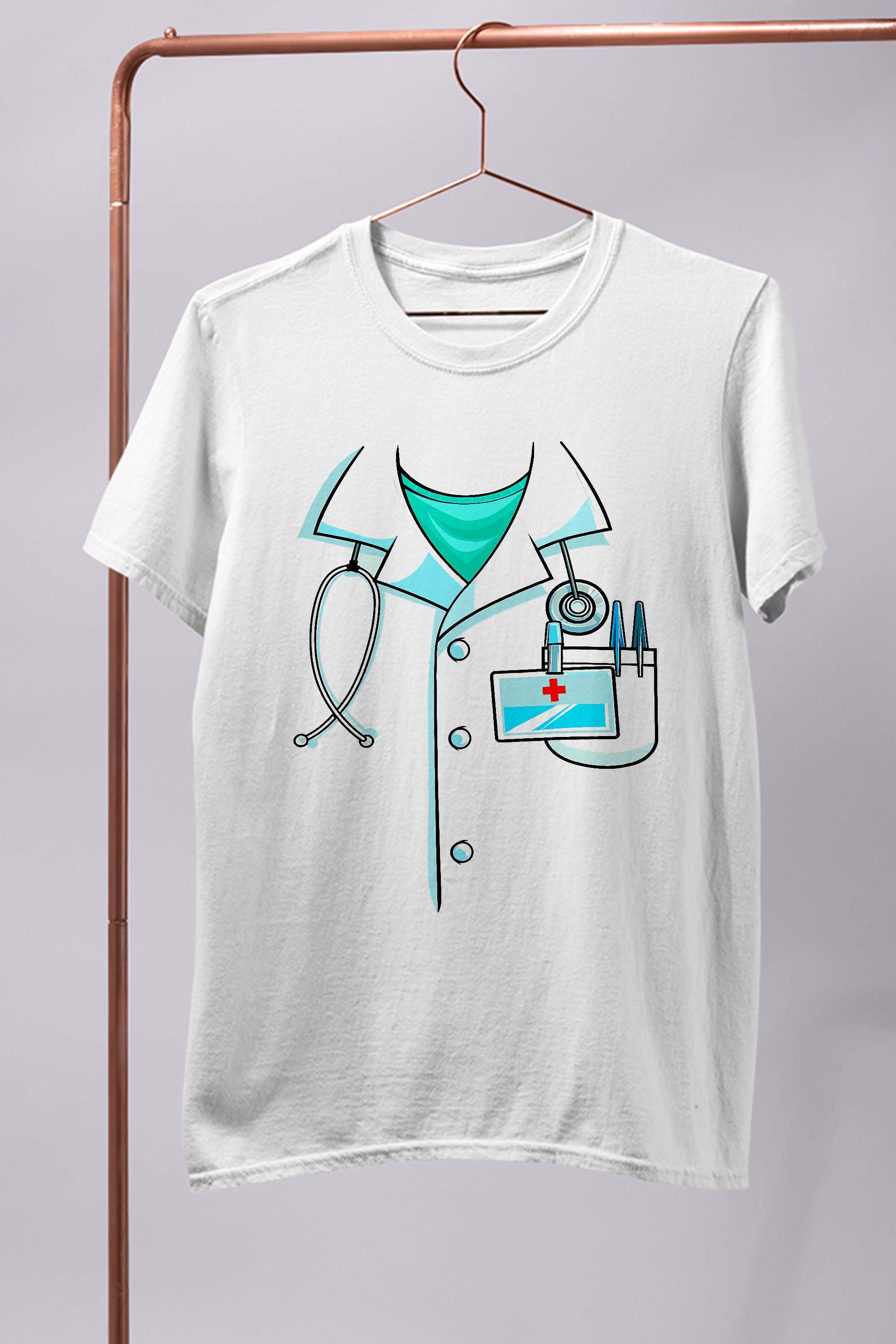 Doctor Costume Halloween White Lab Coat Men Women Kids Gift T-Shirt