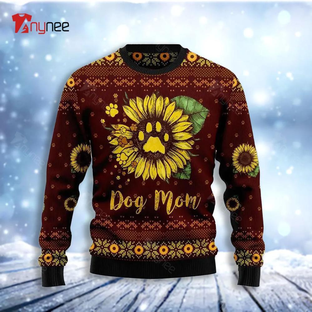 Dog Mom Sunflower Premium Ugly Christmas Sweater- Best Christmas Gifts 2023