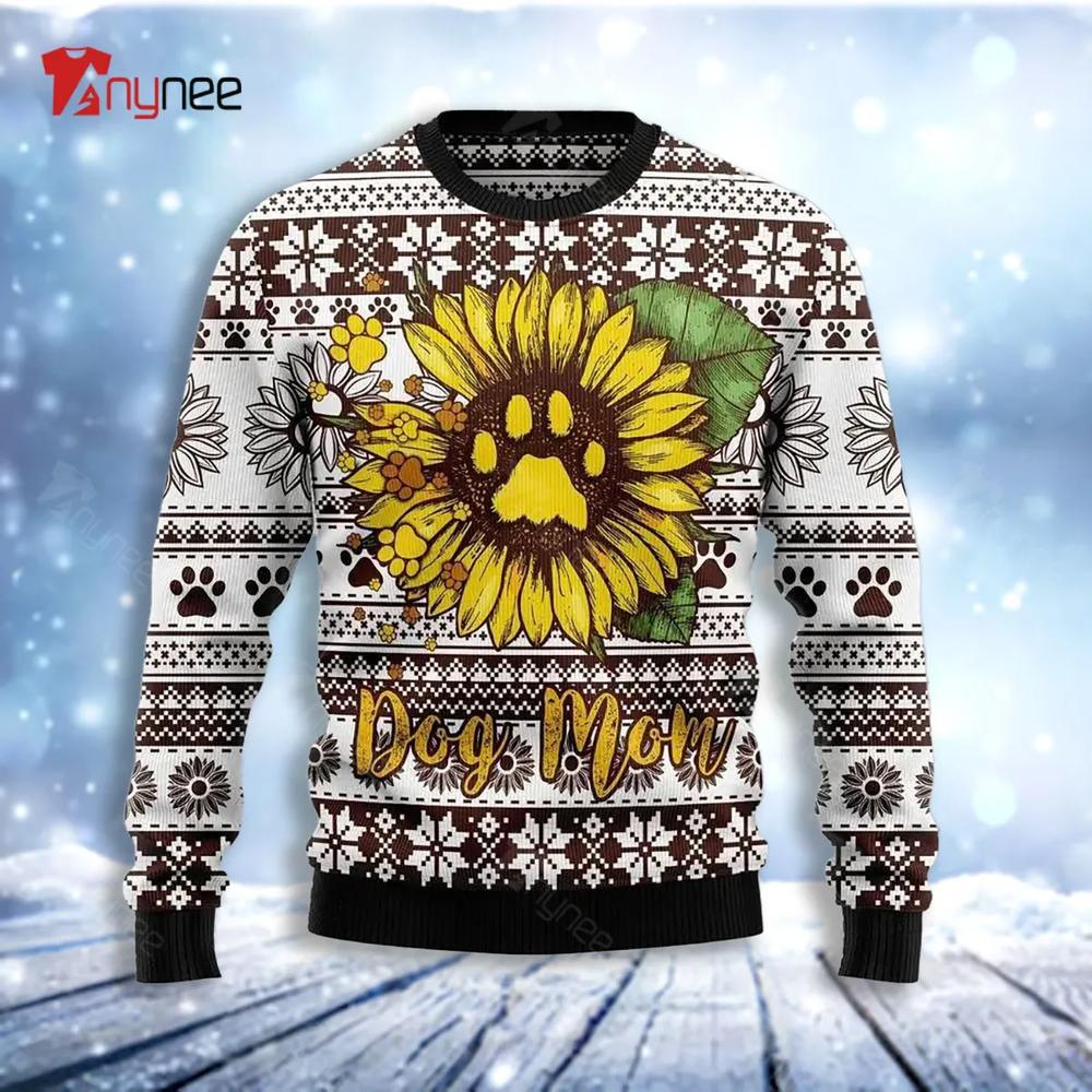 Dog Mom Sunflower Ugly Christmas Sweater- Best Christmas Gifts 2023