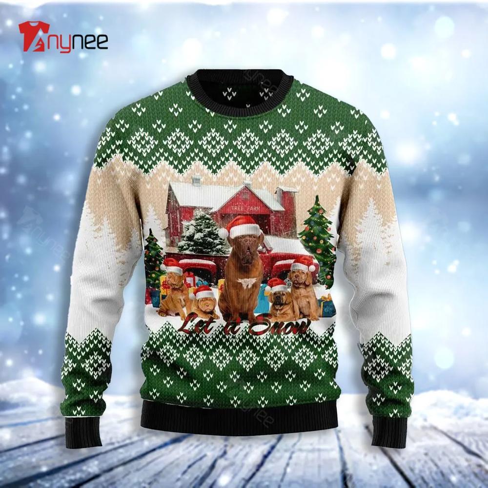 Dogue De Bordeaux Let It Snow Christmas Ugly Christmas Sweater- Best Christmas Gifts 2023