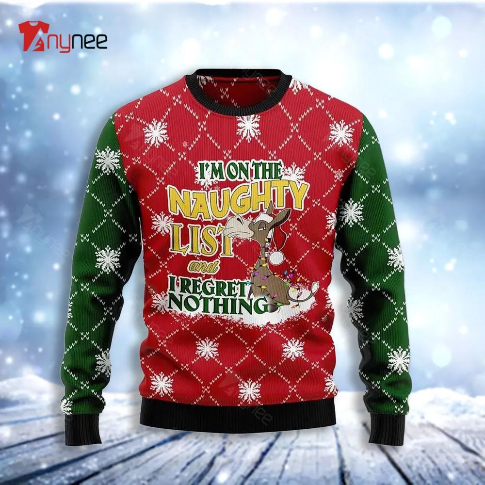 Donkey Naughty List Ugly Christmas Sweater- Best Christmas Gifts 2023