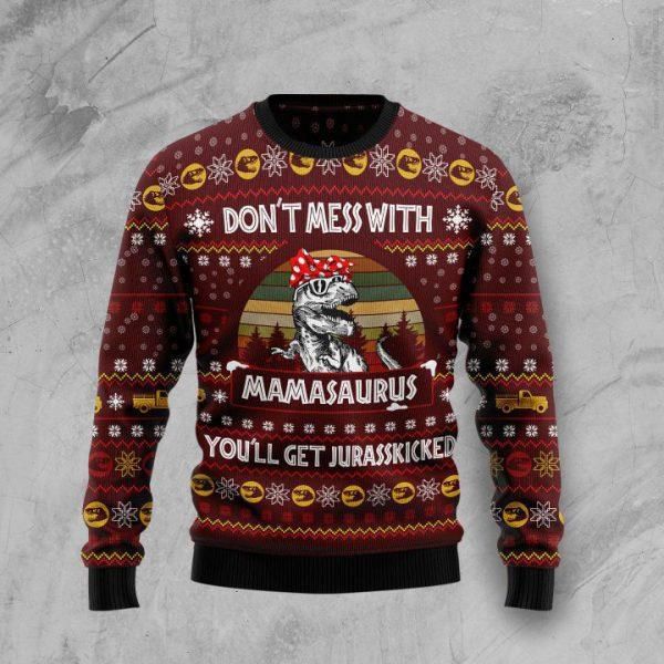 Don’t Mess With Mamasaurus Ugly Christmas Sweater | For Men & Women | Adult | US1748- Best Christmas Gifts 2023