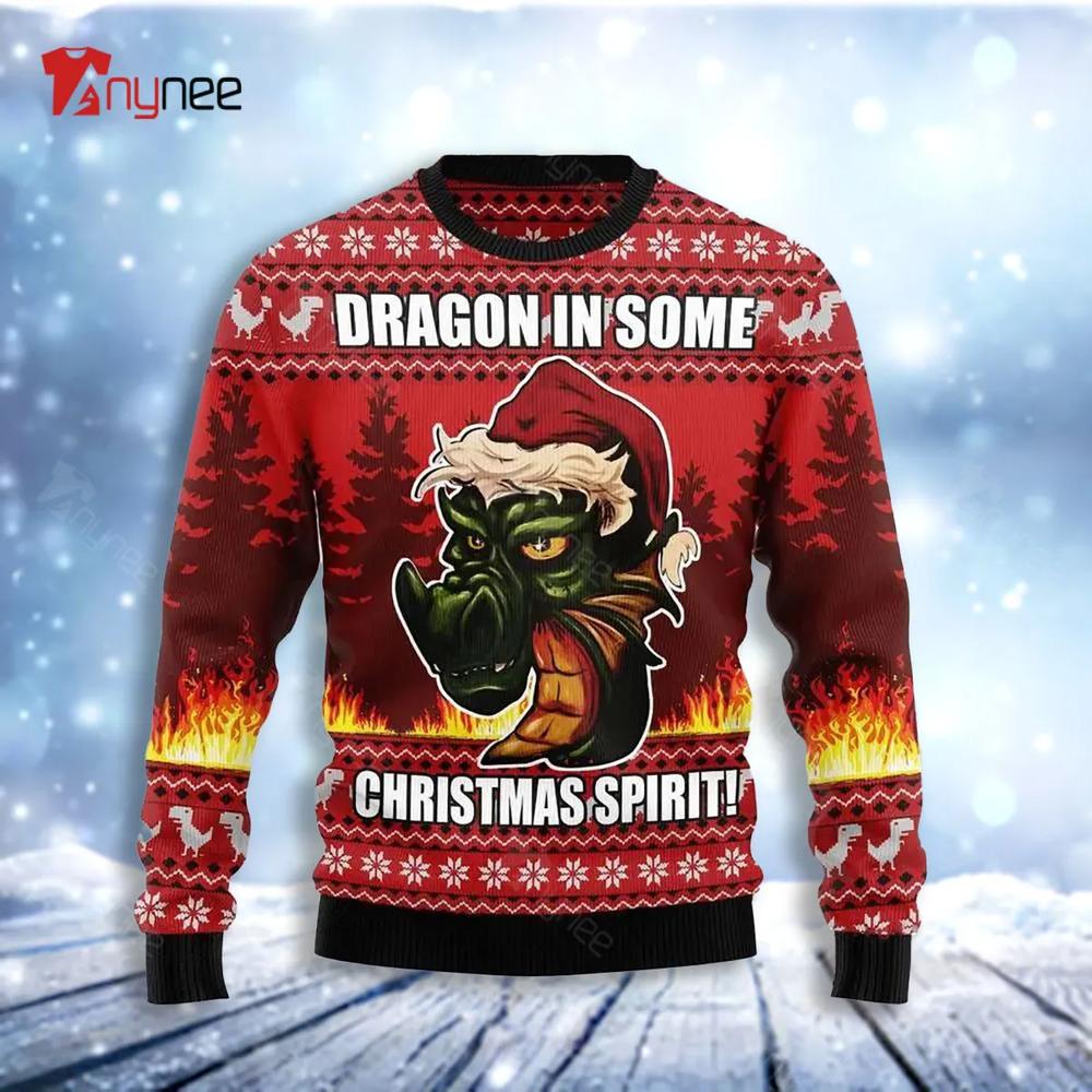 Dragon In Some Christmas Spirit Ugly Christmas Sweater- Best Christmas Gifts 2023