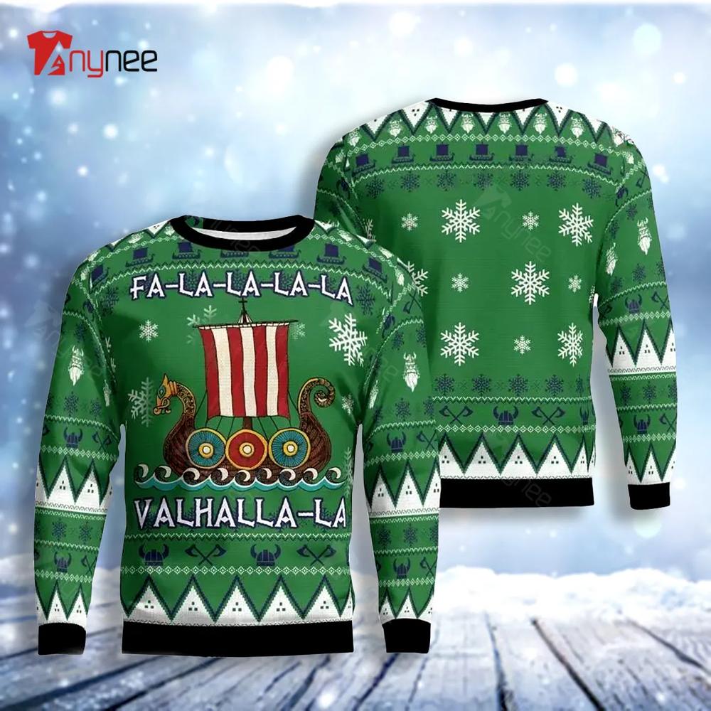 Drakkar Viking Fa-La-La-La-La Valhalla-La Ugly Christmas Sweater- Best Christmas Gifts 2023