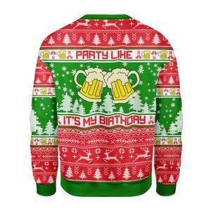 Drink Like It’s My Birthday Ugly Christmas Sweater | For Men & Women | Adult | US3899- Best Christmas Gifts 2023