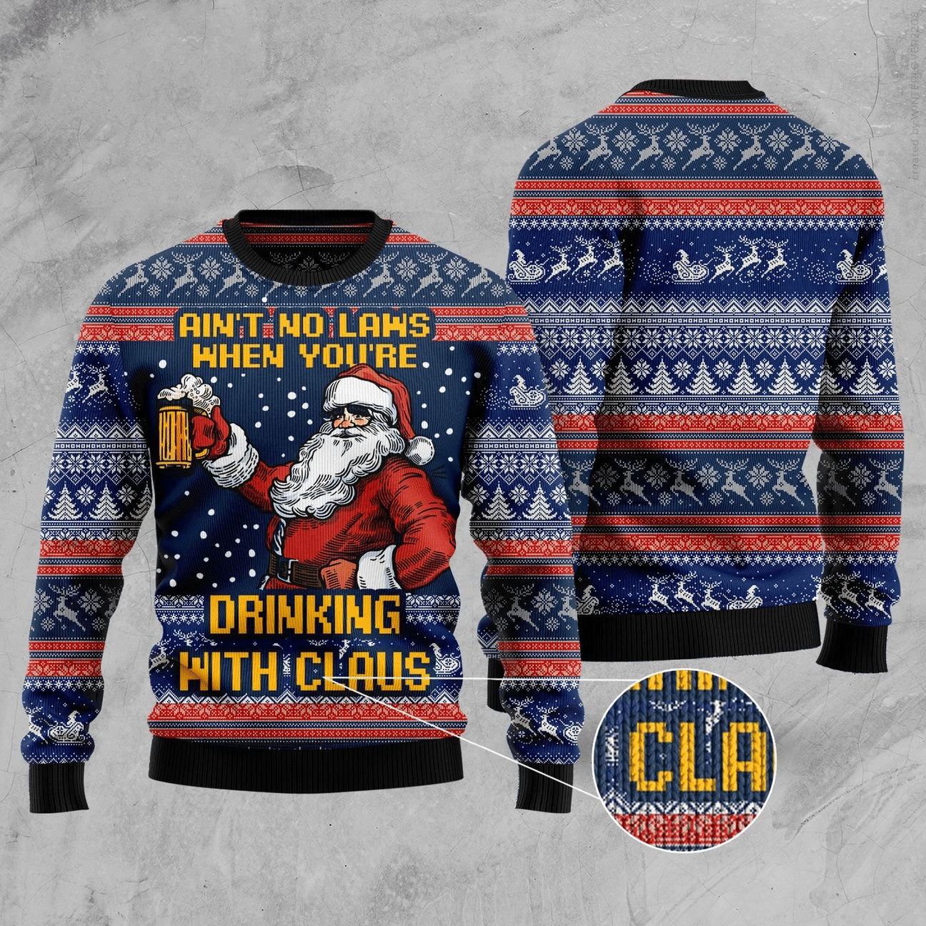 Drinking With Claus Ugly Christmas Sweater | For Men & Women | Adult | US1289- Best Christmas Gifts 2023